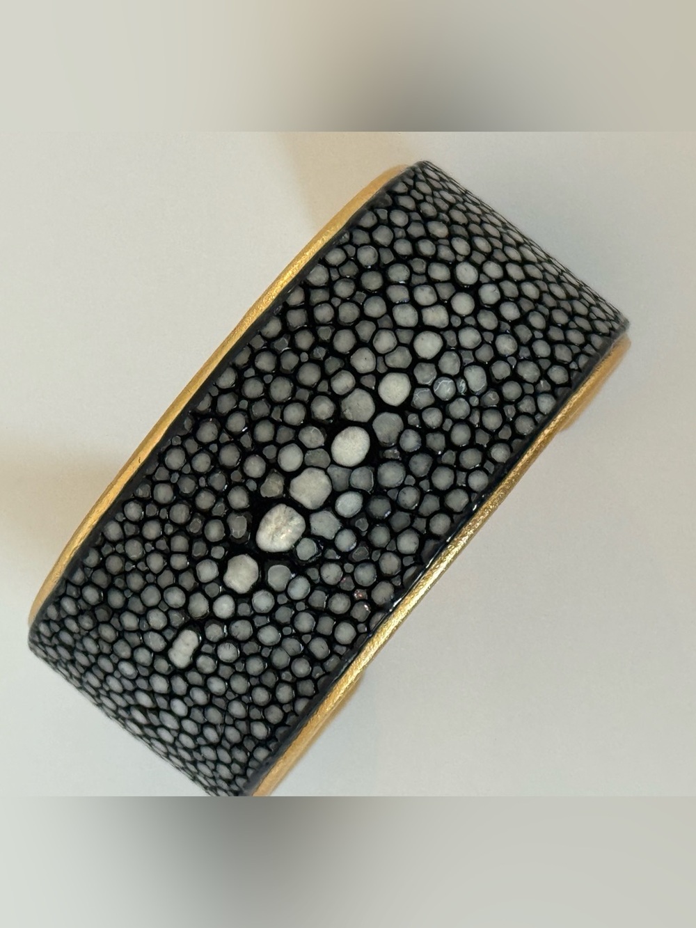 Black Gray Polished Pearl Stingray Gold Liner Cuff Lema J Designs